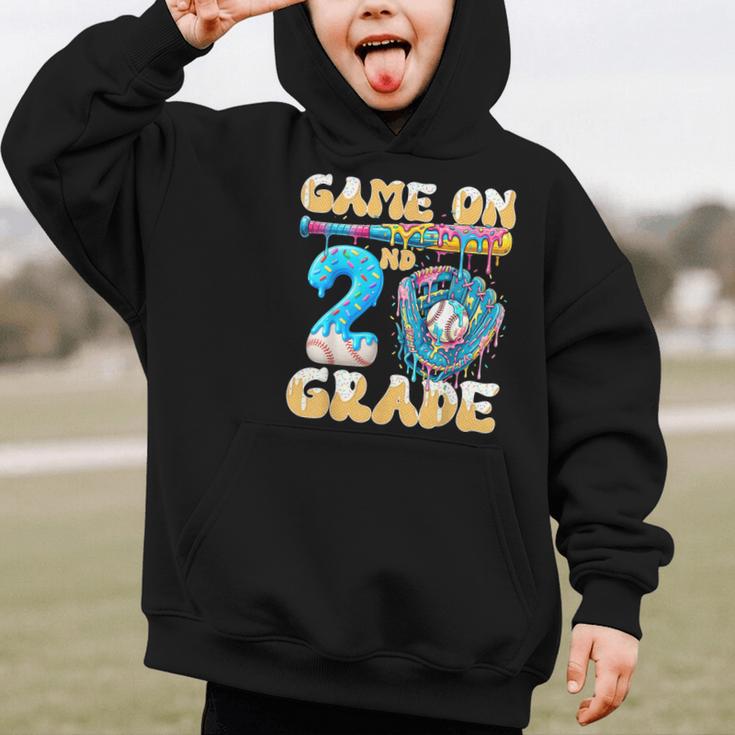 2nd Grade Back To School Baseball Drip Ice Cream Game On Graphic Kid Hoodie