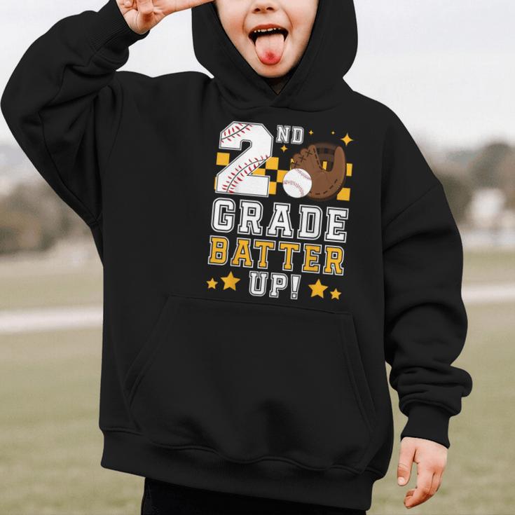 2nd Grade Batter Up Baseball First Day Back To School Graphic Kid Hoodie 2nd Grade Batter Up Baseball First Day Back To School Graphic Kid Hoodie