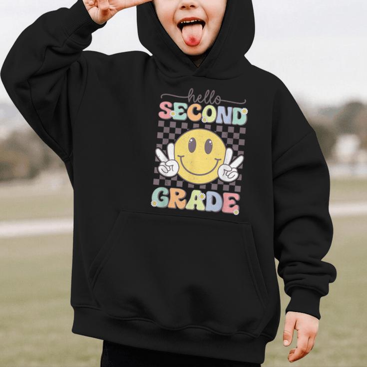 2nd Grade Team Back To School Hello Second Grade Smile Face Graphic Kid Hoodie