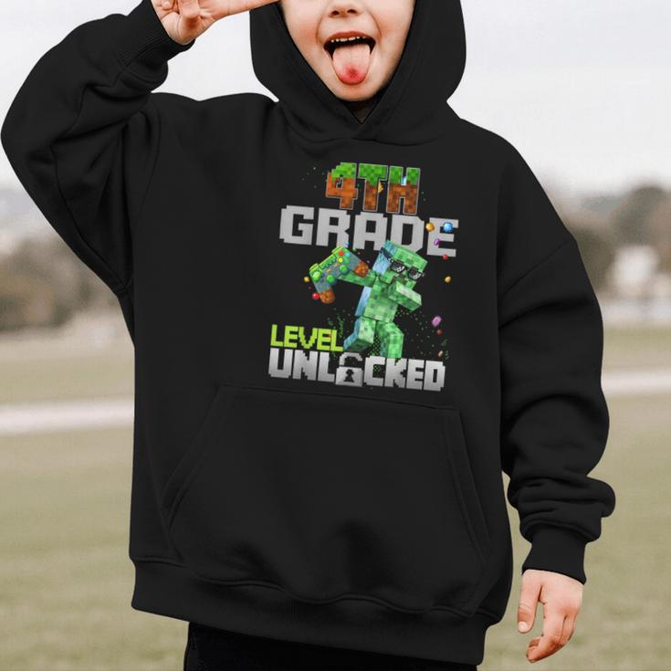 4th Grade Level Unlocked Back To School Pixel Game Graphic Kid Hoodie