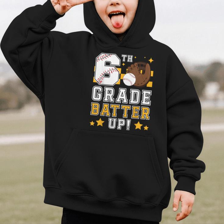 6th Grade Batter Up Baseball First Day Back To School Graphic Kid Hoodie