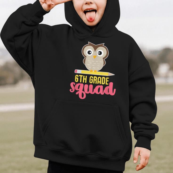 6th Grade Squad Back To School Owl & Pencil Graphic Kid Hoodie 6th Grade Squad Back To School Owl & Pencil Graphic Kid Hoodie