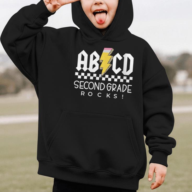 ABCD Second Grade Rocks First Day Of School Back To School Graphic Kid Hoodie ABCD Second Grade Rocks First Day Of School Back To School Graphic Kid Hoodie