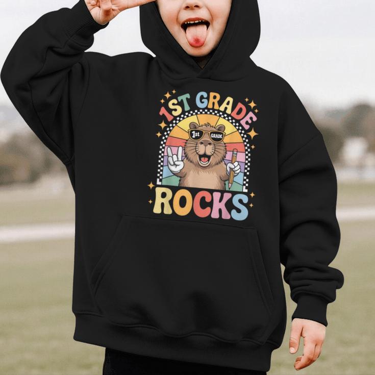 Back To School 1st Grade Capybara First Grade Rocks Graphic Kid Hoodie