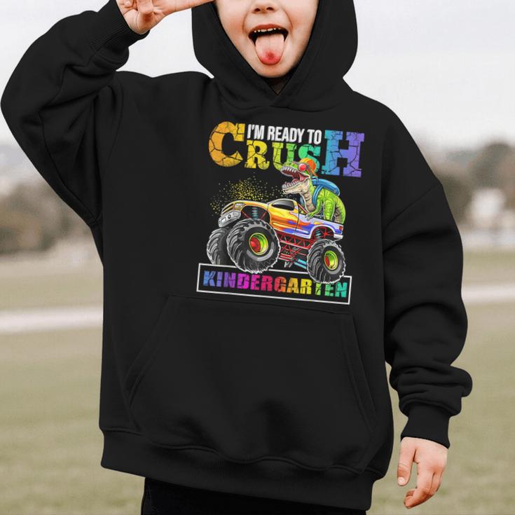 Back To School Boy Dinosaur I'm Ready To Crush Kindergarten Graphic Kid Hoodie
