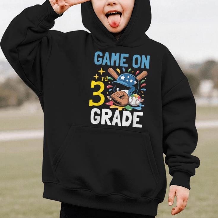 Back To School Game On Third Grade Baseball First Day Boys Graphic Kid Hoodie Back To School Game On Third Grade Baseball First Day Boys Graphic Kid Hoodie