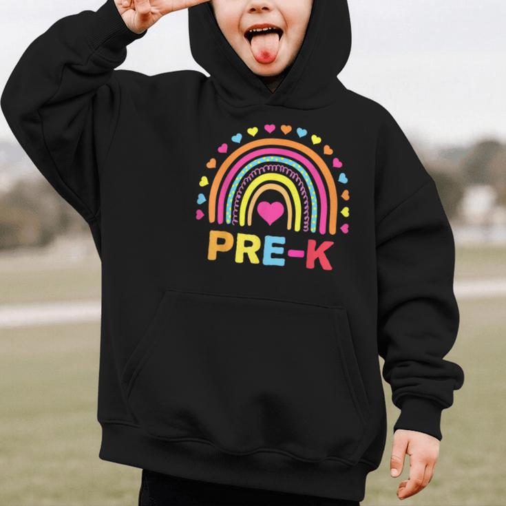 Back To School Shirt Rainbow Happy First Day Of Pre-K Graphic Kid Hoodie