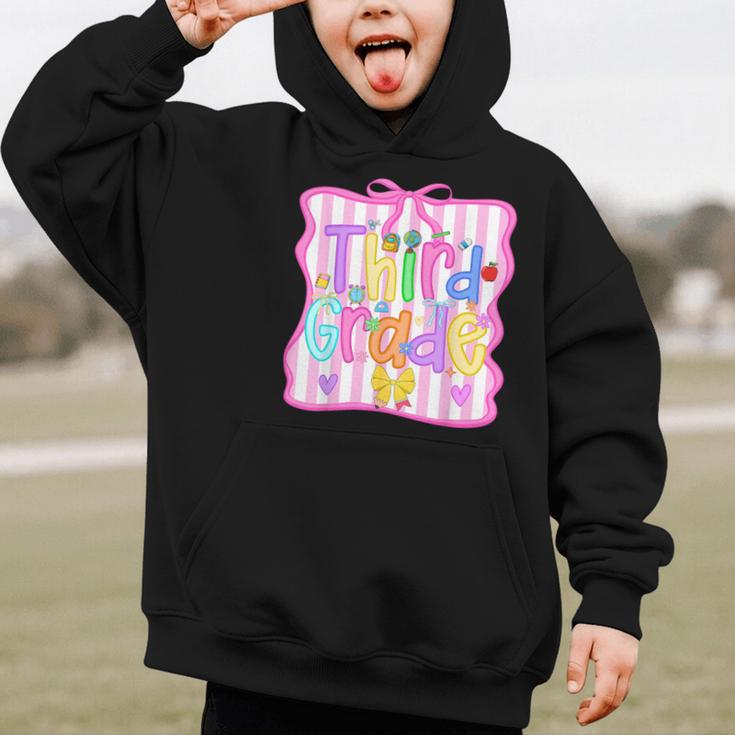 Back To School Third Grade Girls Coquette Bow 3rd Grade Kids Graphic Kid Hoodie Back To School Third Grade Girls Coquette Bow 3rd Grade Kids Graphic Kid Hoodie
