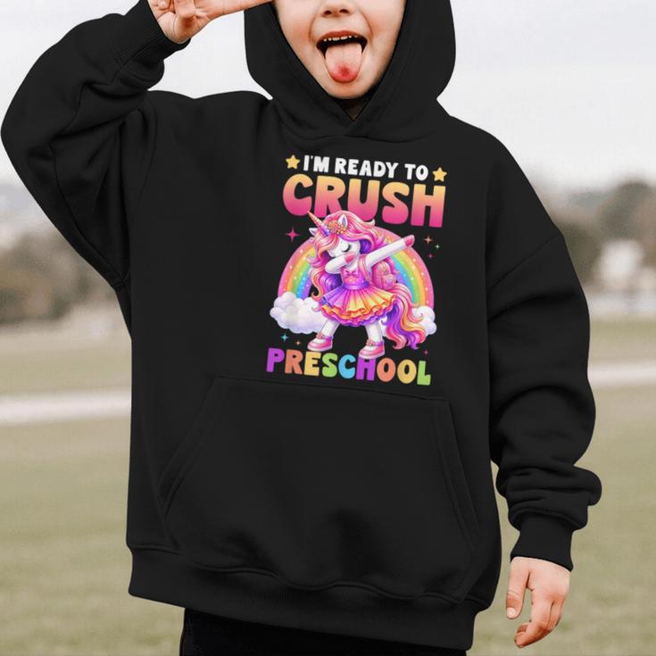 Back To School Unicorn Girls I'm Ready To Crush Preschool Graphic Kid Hoodie