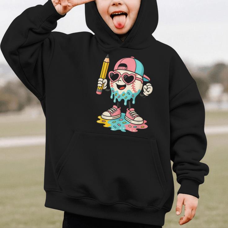 Baseball Drip Ice Cream First Day Back To School Cute Girls Graphic Kid Hoodie Baseball Drip Ice Cream First Day Back To School Cute Girls Graphic Kid Hoodie