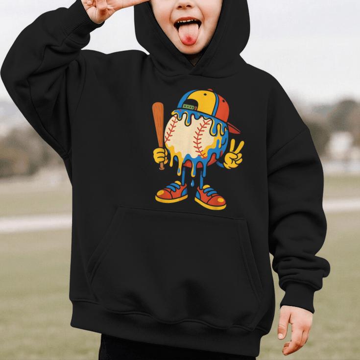Baseball Ice Cream Drip Youth Back To School Baseball Stuff Graphic Kid Hoodie