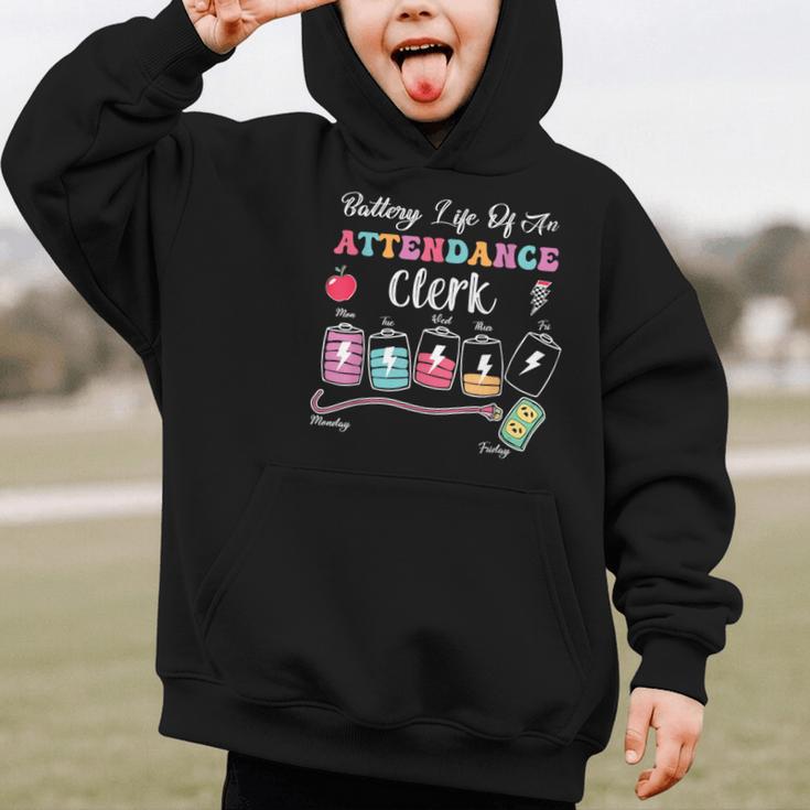 Battery Life Of An Attendance Clerk Back To School Graphic Kid Hoodie