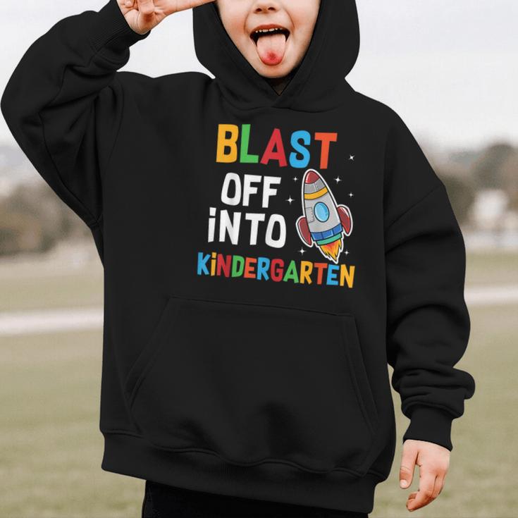 Blast Off Into Kindergarten Back To School Rocket Graphic Kid Hoodie