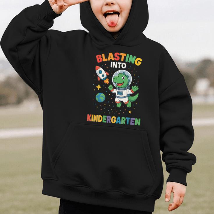 Blasting Into Kindergarten Dinosaur Astronaut Back To School Graphic Kid Hoodie Blasting Into Kindergarten Dinosaur Astronaut Back To School Graphic Kid Hoodie