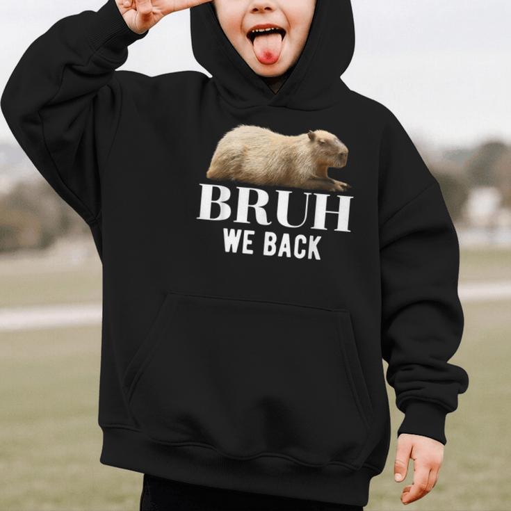 Bruh We Back To School Capybara First Day Of School Graphic Kid Hoodie