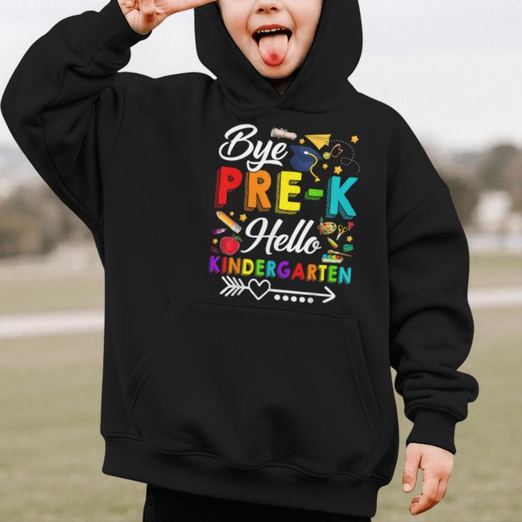 Bye Pre-K Hello Kindergarten Students Pupils Back To School Graphic Kid Hoodie Bye Pre-K Hello Kindergarten Students Pupils Back To School Graphic Kid Hoodie