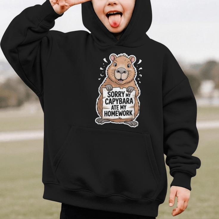 Capybara Ate My Homework Sorry Back To School Animal Graphic Kid Hoodie Capybara Ate My Homework Sorry Back To School Animal Graphic Kid Hoodie