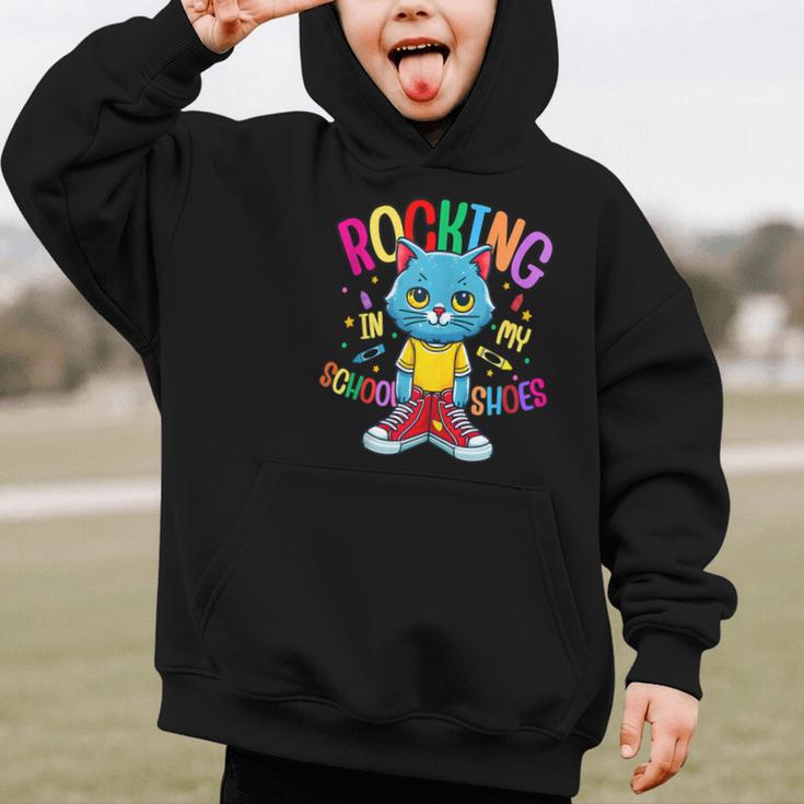 Cat Rocking I n My School Shoes Back To School Student Graphic Kid Hoodie Cat Rocking I n My School Shoes Back To School Student Graphic Kid Hoodie