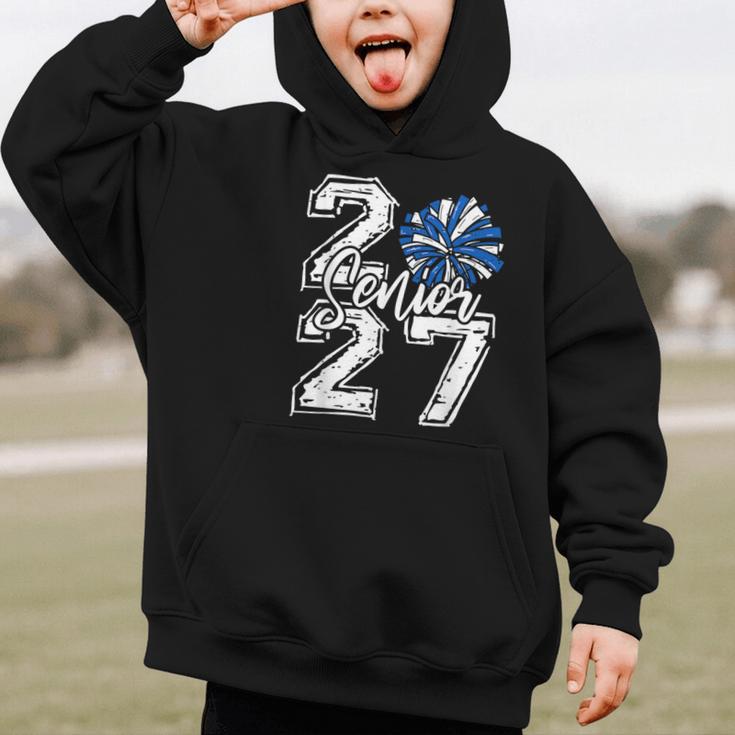 Class Of 2027 Cheer Blue Senior 2027 Back To School Graphic Kid Hoodie