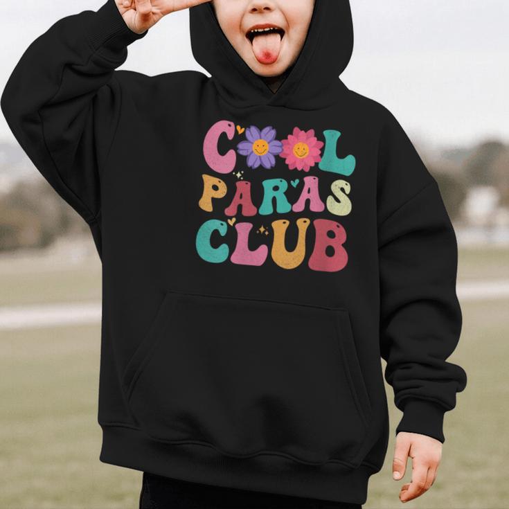 Cool Paras Club Paraprofessional Groovy Back To School Graphic Kid Hoodie Cool Paras Club Paraprofessional Groovy Back To School Graphic Kid Hoodie
