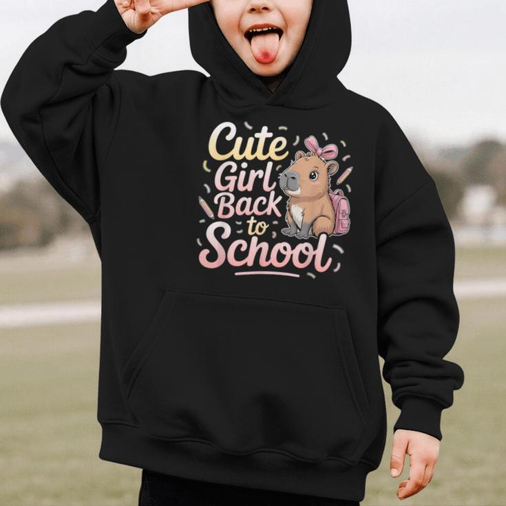 Cute Girl Back To School Capybara First Day Of School Kids Graphic Kid Hoodie
