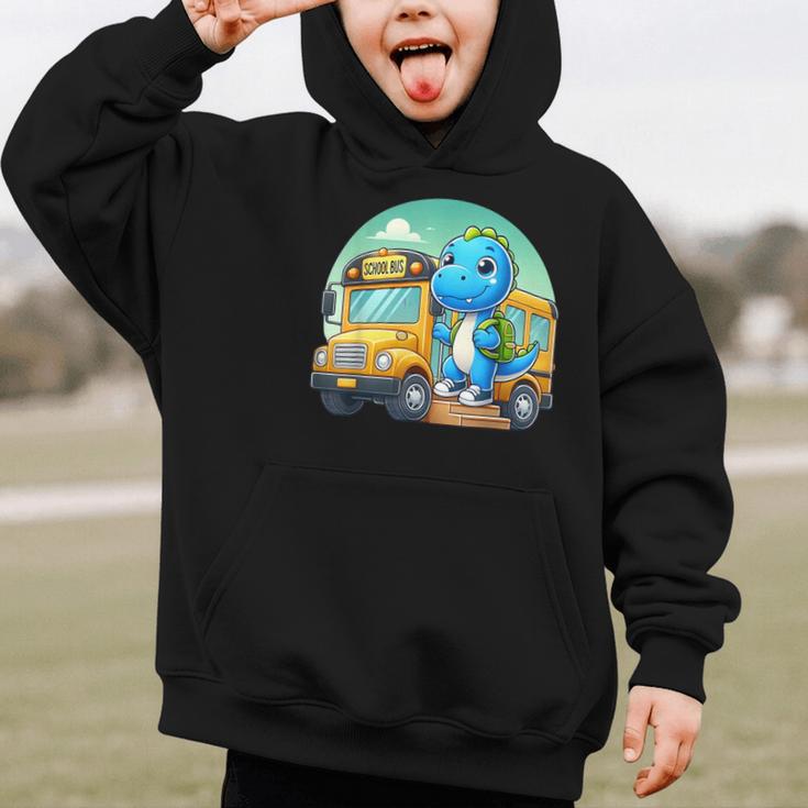 Dinosaur Kids Riding a Bus Back To School Ready To Crush Graphic Kid Hoodie Dinosaur Kids Riding a Bus Back To School Ready To Crush Graphic Kid Hoodie