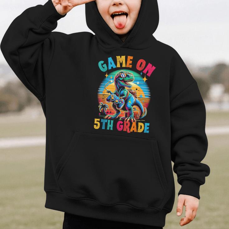 Dinosaur Video Games Back To School 5th Grade Boys Gamer Graphic Kid Hoodie Dinosaur Video Games Back To School 5th Grade Boys Gamer Graphic Kid Hoodie