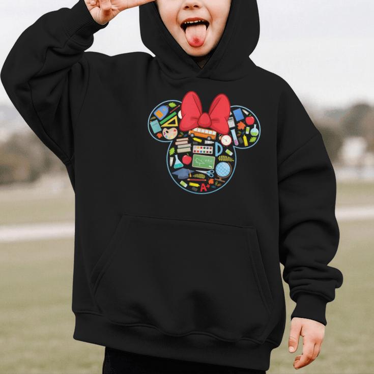 Disney Minnie Mouse Back To School Supplies Face Outline Graphic Kid Hoodie Disney Minnie Mouse Back To School Supplies Face Outline Graphic Kid Hoodie