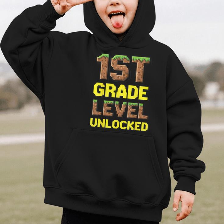 First Day Of 1st Grade Level Unlocked Back To School For Boy Graphic Kid Hoodie First Day Of 1st Grade Level Unlocked Back To School For Boy Graphic Kid Hoodie