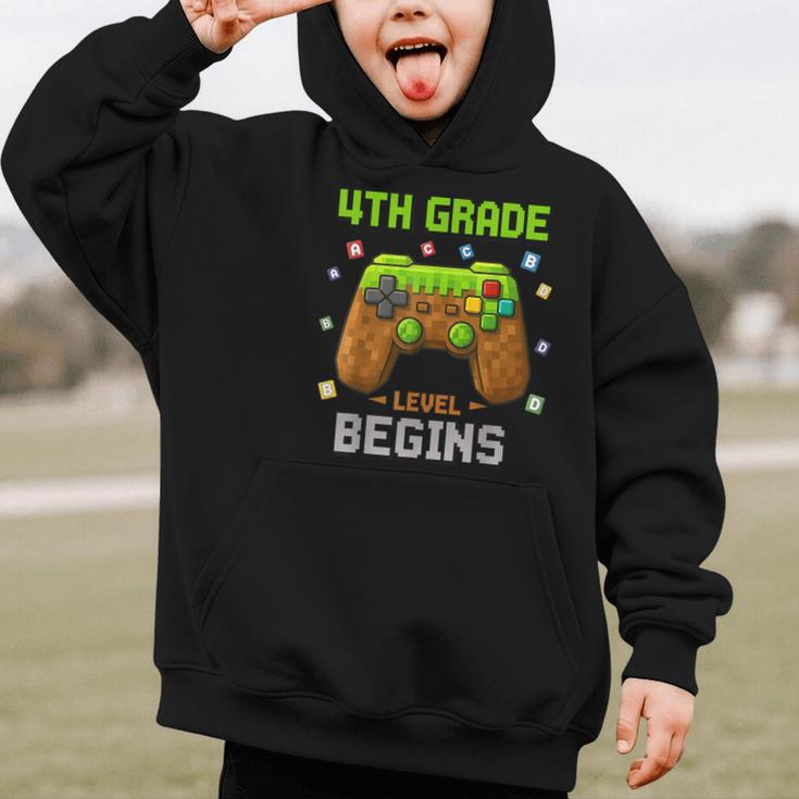 First Day Of 4th Grade Level Begins Back To School Boy Graphic Kid Hoodie First Day Of 4th Grade Level Begins Back To School Boy Graphic Kid Hoodie