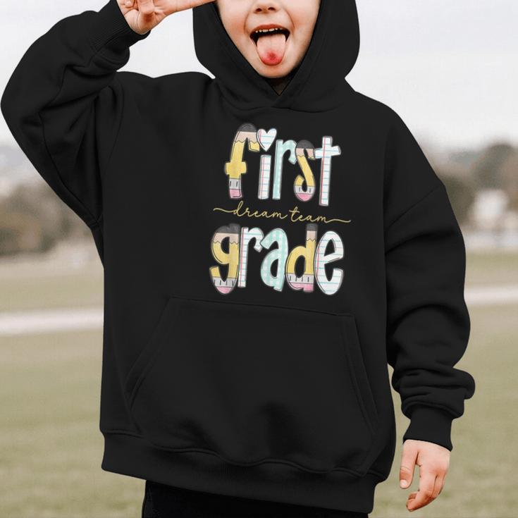 First Grade Dream Team Pencil Back To School Boys Girls Graphic Kid Hoodie