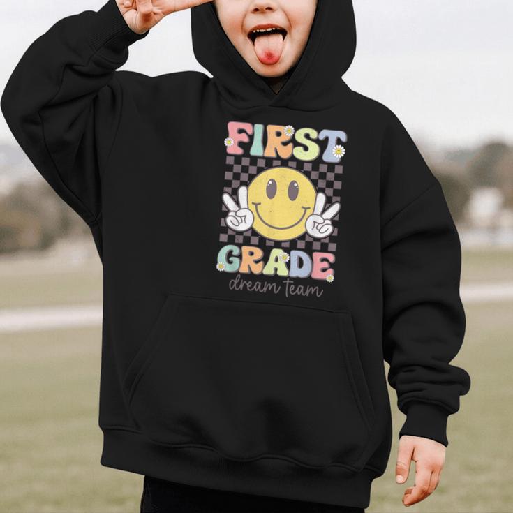 First Grade Dream Team Smile Face Back To School 1st Grade Graphic Kid Hoodie First Grade Dream Team Smile Face Back To School 1st Grade Graphic Kid Hoodie