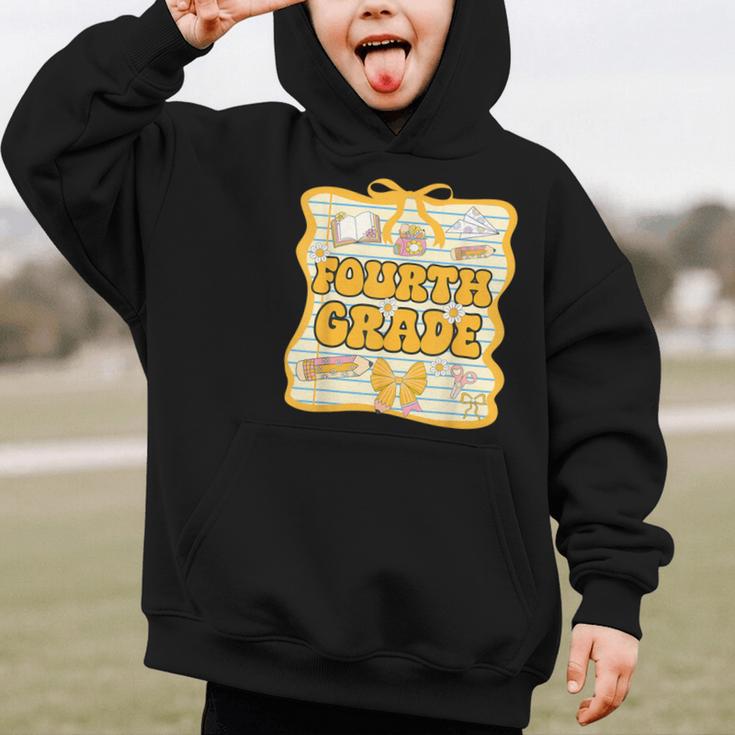 Fourth Grade Back To School Kids Girls Bow 4th Grade Groovy Graphic Kid Hoodie Fourth Grade Back To School Kids Girls Bow 4th Grade Groovy Graphic Kid Hoodie