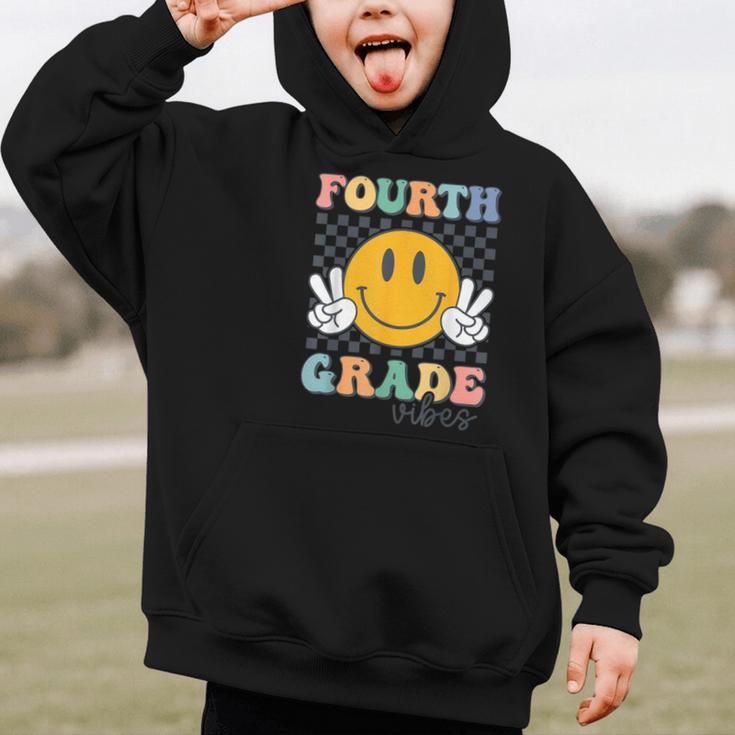 Fourth Grade Vibes Retro Smile Back To School 4th Grade Team Graphic Kid Hoodie Fourth Grade Vibes Retro Smile Back To School 4th Grade Team Graphic Kid Hoodie
