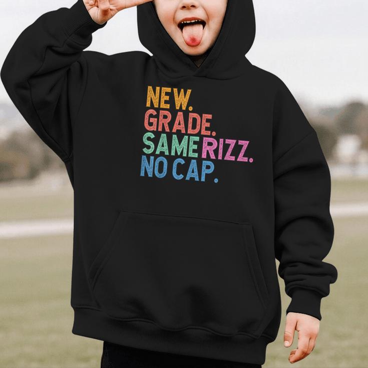 Gen Z Back To School New Grade Same Rizz No Cap Graphic Kid Hoodie