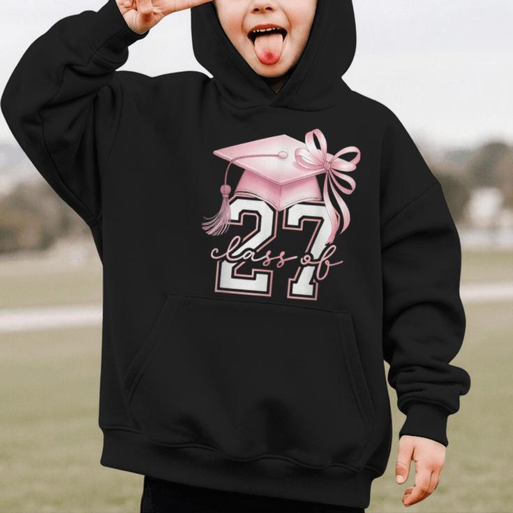 Girls Class Of 2027 Back To School Senior 2027 Coquette Bow Graphic Kid Hoodie