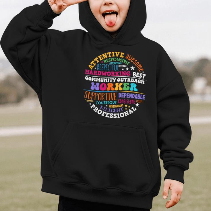 Groovy Community Outreach Worker Back To School Graphic Kid Hoodie