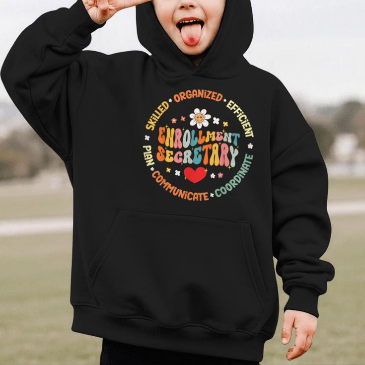 Groovy Enrollment Secretary Back To School Graphic Kid Hoodie Groovy Enrollment Secretary Back To School Graphic Kid Hoodie