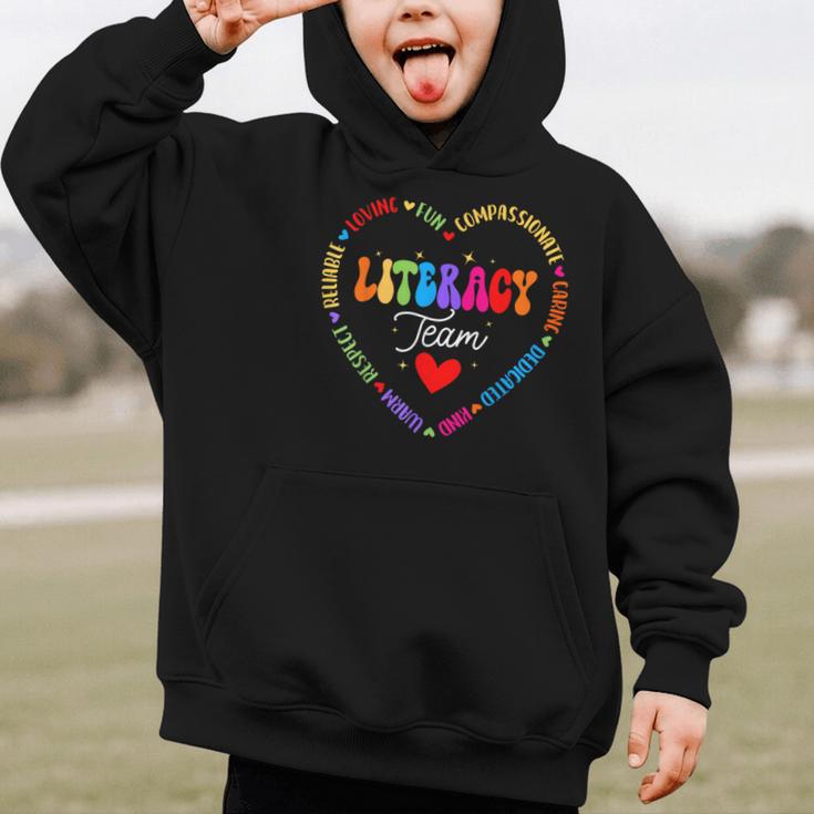 Groovy Literacy Team Reading Appreciation Back To School Graphic Kid Hoodie Groovy Literacy Team Reading Appreciation Back To School Graphic Kid Hoodie