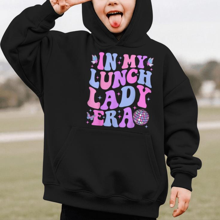 Groovy In My Lunch Lady Era Cafeteria Back To School Graphic Kid Hoodie Groovy In My Lunch Lady Era Cafeteria Back To School Graphic Kid Hoodie