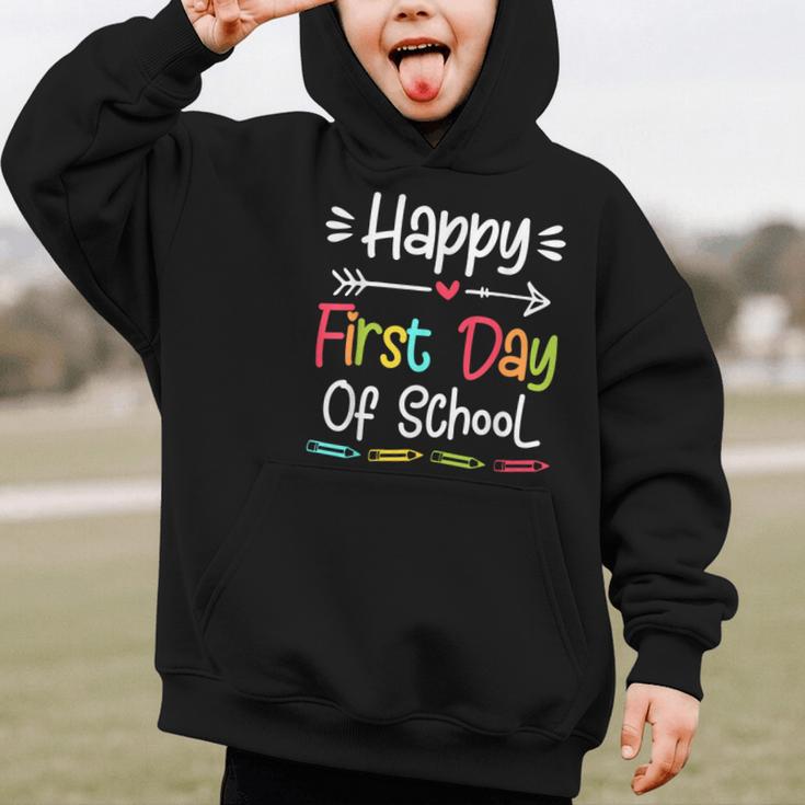 Happy First Day Of School Back To School Kids Students Graphic Kid Hoodie Happy First Day Of School Back To School Kids Students Graphic Kid Hoodie
