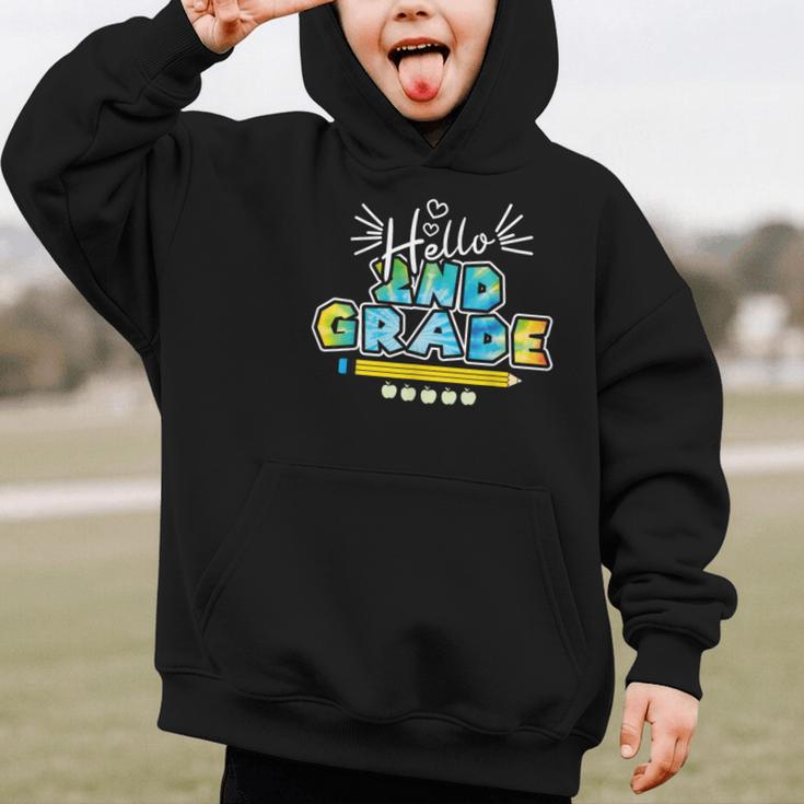 Hello 2nd Grade Back To School First Day Of School Graphic Kid Hoodie Hello 2nd Grade Back To School First Day Of School Graphic Kid Hoodie