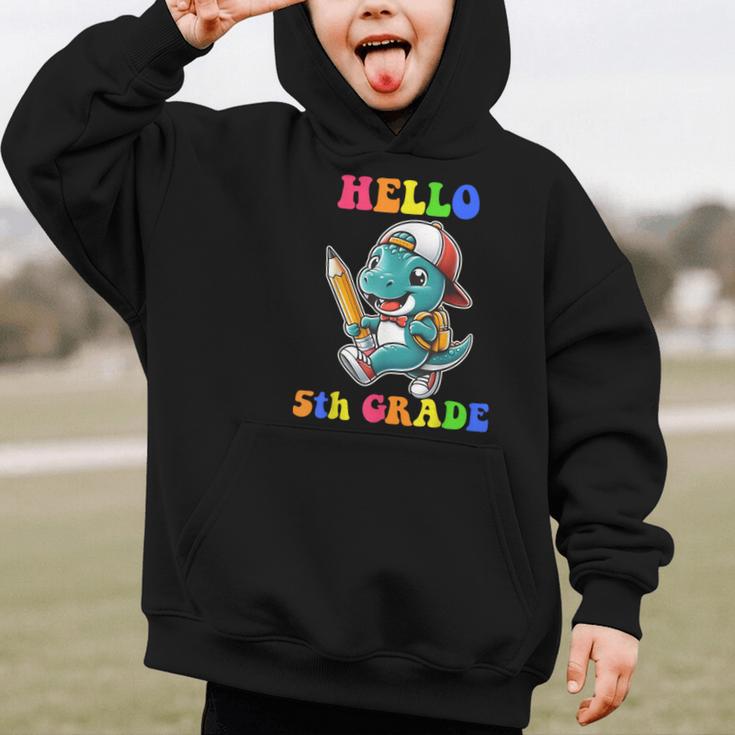 Hello 5th Grade Cute Dinosaur Back To School Boys Kids Girls Graphic Kid Hoodie Hello 5th Grade Cute Dinosaur Back To School Boys Kids Girls Graphic Kid Hoodie