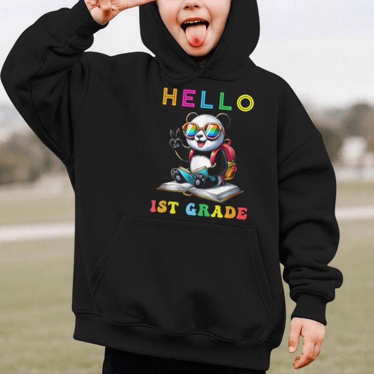 Hello First Grade Panda Lover Back To School Kids Boys Girls Graphic Kid Hoodie Hello First Grade Panda Lover Back To School Kids Boys Girls Graphic Kid Hoodie