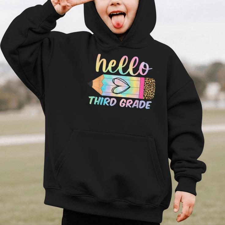 Hello Third Grade Back To School Pencil Tie Dye 3rd Grade Graphic Kid Hoodie Hello Third Grade Back To School Pencil Tie Dye 3rd Grade Graphic Kid Hoodie