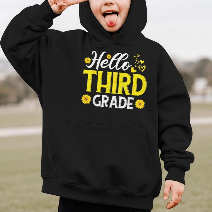 Hello Third Grade Sunflower 3rd Grade Vibes Back To School Graphic Kid Hoodie