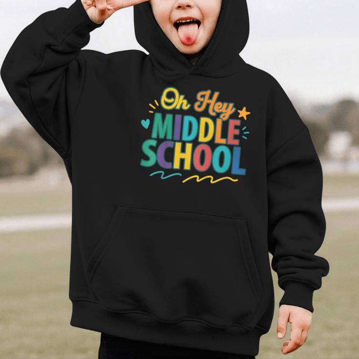 Hey Middle School First Day Back To School Students Graphic Kid Hoodie