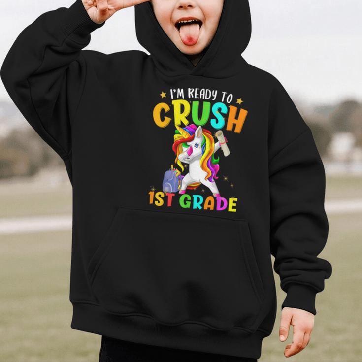 I'm Ready To Crush 1st Grade Dabbing Unicorn Back To School Graphic Kid Hoodie I'm Ready To Crush 1st Grade Dabbing Unicorn Back To School Graphic Kid Hoodie