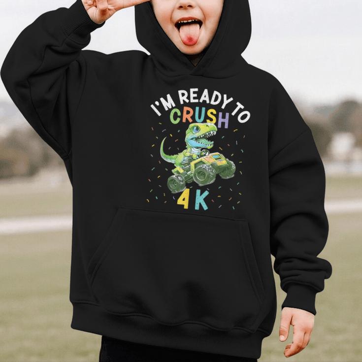 I'm Ready To Crush 4K Dinosaur Back To School 4K Kid Graphic Kid Hoodie