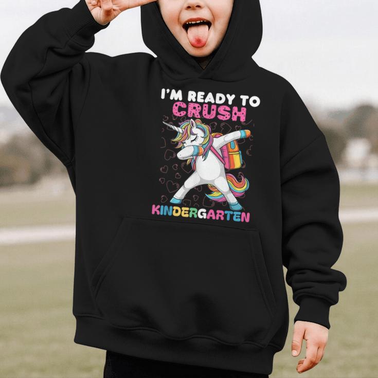 I'm Ready To Crush Kindergarten Unicorn Back To School Graphic Kid Hoodie I'm Ready To Crush Kindergarten Unicorn Back To School Graphic Kid Hoodie